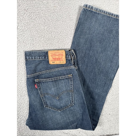 Levis 569 Jeans Mens 32x30 (fit 35x29)‎ Loose Straight Blue Dark Wash - Picture 1 of 8